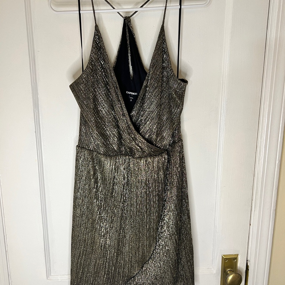 Express Gold and Black Mini Slip Dress
